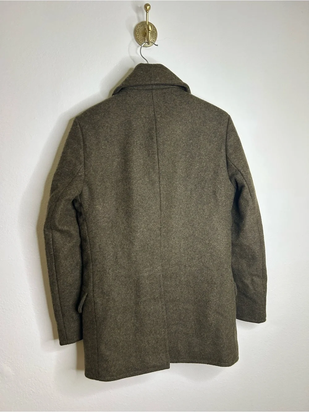J. Crew 100% Wool Army Green Double Breasted Peacoat Size Small